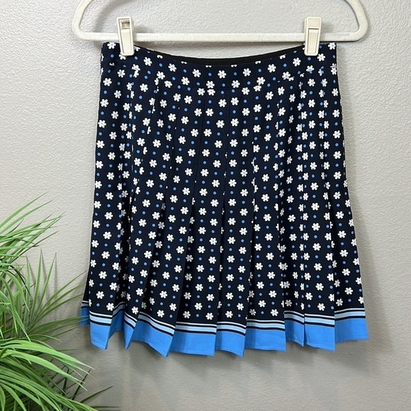 1901 Pleated Floral Skirt 4 Black Blue - Picture 4 of 6